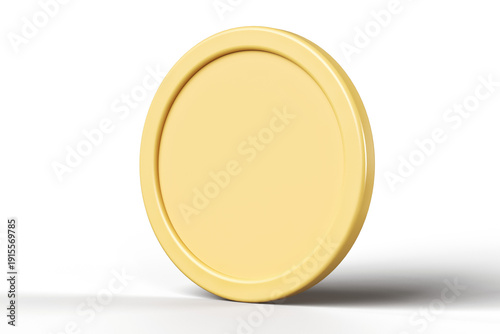 3D Matte gold coin template suitable for designing token logos and icons. High quality 3D rendering mockup.