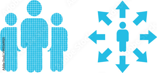 Illustration of team collaboration and communication flow in a group setting