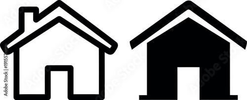 Contrasting black and white minimalist house icons