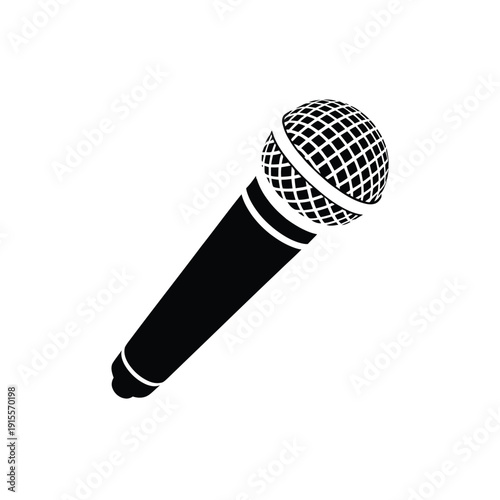 A simple black and white illustration of a handheld dynamic microphone