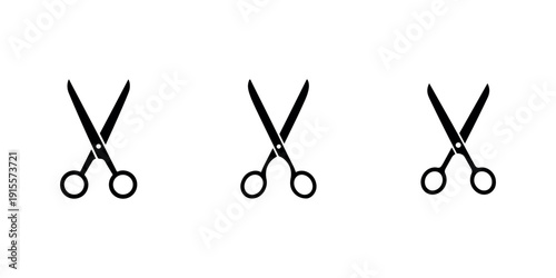 Scissors icon vector set. cutting symbol. sharp blade. tool for haircut, tailoring, craft, and office use design