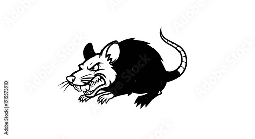Fierce rodent illustration with sharp teeth and determined eyes