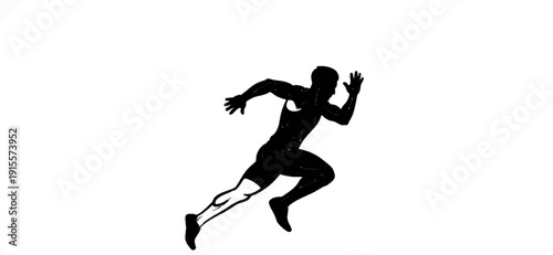 Dynamic silhouette of a sprinter in mid-stride, body tensed for speed