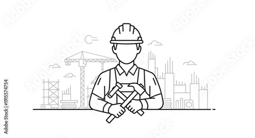 Engineer with Tools Industrial Background.