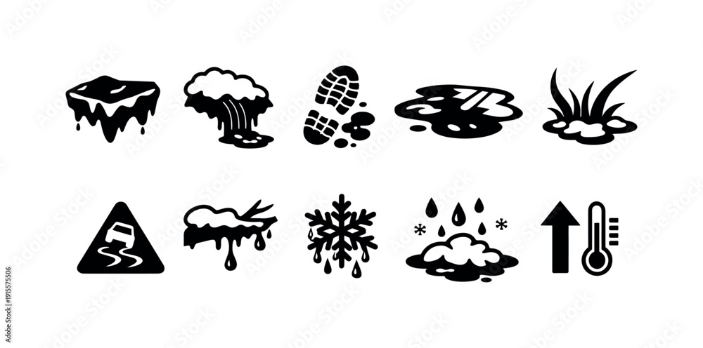Obraz premium Wildlife, nature silhouette icon set. Jungle animals, wilderness icons collection