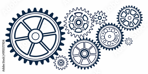 Intricate gears and cogs in a mechanical arrangement showcasing engineering precision
