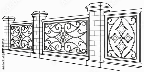 Intricate stone wall design featuring geometric and floral patterns