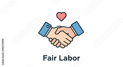 Fair Labor Handshake Icon with Heart Symbol