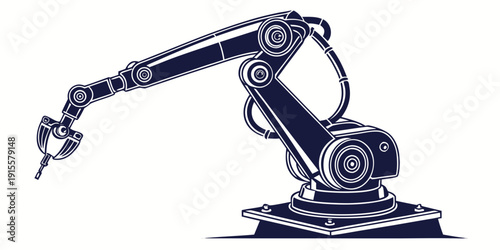 Industrial robotic arm with a welding torch attached, ready for manufacturing tasks
