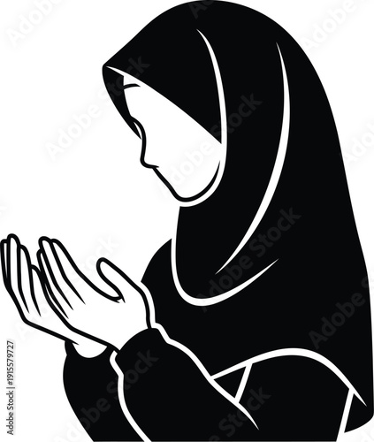 Ramadan vector illustration of a woman reading quran
