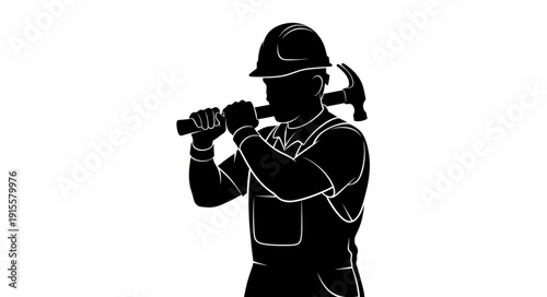 Female Construction Worker Wearing Hard Hat.