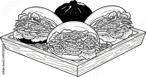 Delicious steamed buns filled with savory meat and crisp vegetables