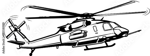 Detailed illustration of a modern utility helicopter in flight