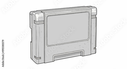 Detailed sketch of a rectangular game cartridge with a blank label area