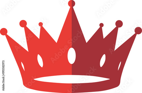 A vibrant red crown with intricate pointed designs and a smooth base band.