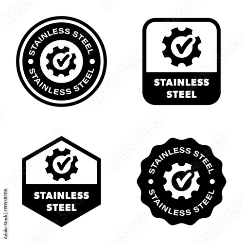 Stainless Steel. Vector sign for packaging of metal items.
