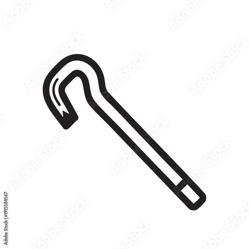 Simple line illustration of a hook on a plain background from a straightforward viewpoint