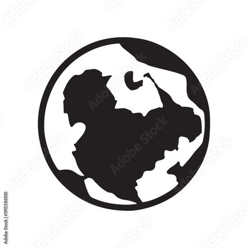blackandwhite illustration of earth from space  planet  globe