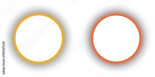 Two circles with differently colored borders and transparent fills