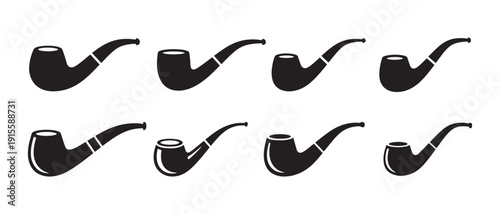 Vintage Smoking Pipe Silhouette Collection. 8 Classic Tobacco Pipe Designs.