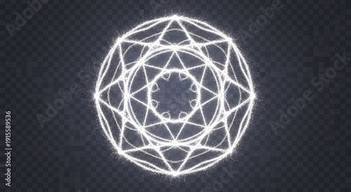 Stunning glowing geometric sphere with sparkling lines and nodes
