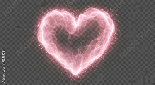 Romantic pink heart shape with sparkling lights