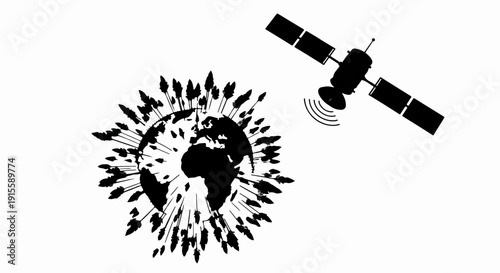 Global communication network connecting humanity with satellite technology