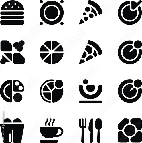Collection of Food and Dining Icons burger pizza