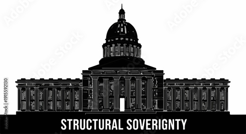 Majestic government building with a grand dome, symbolizing power and authority.