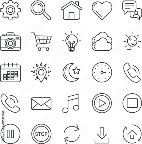 Home Smart Living Line Icons  House, Device, Automation Vector Set