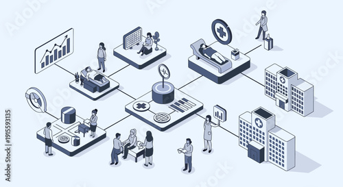 A minimalist illustration evokes curiosity as a man examines large industrial equipment, ideal for manufacturing content.