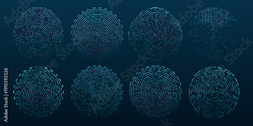 Digital fingerprint patterns a collection of biometric security visualizations