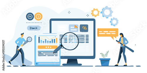 Data analysis and business solutions illustrated with modern digital graphics