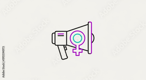 Megaphone with female symbol representing womens rights and advocacy flat vector icon for social justice and empowerment concepts
