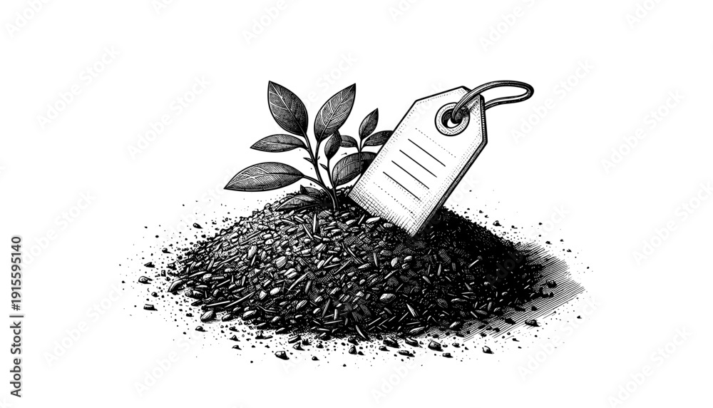 Naklejka premium Plant tag in illustration style in black-white for gardening