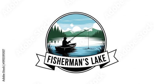 Fishermans Lake Logo Design Illustration.