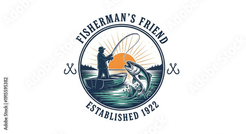 Fisherman Logo Illustration Design.