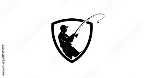 Fisherman Silhouette Logo Design Element.