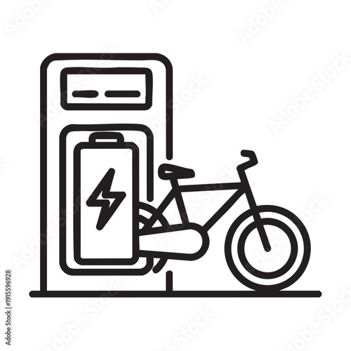 Electric bicycle charging at a modern charging station