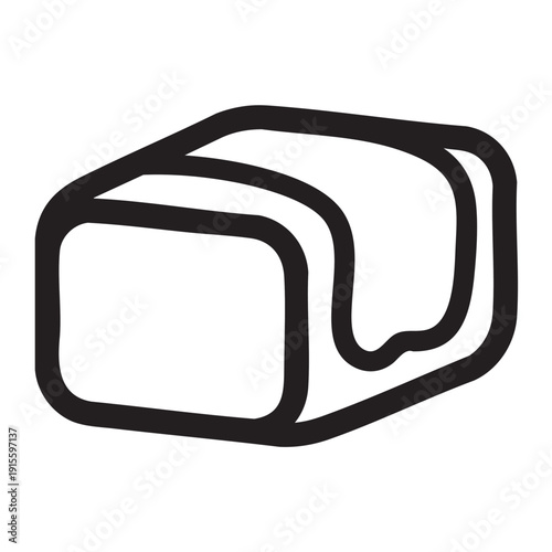 Simple illustration of a sushi roll with rice and nori seaweed from a 3D perspective