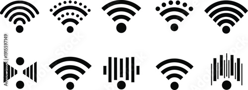 Wifi signal strength icons set