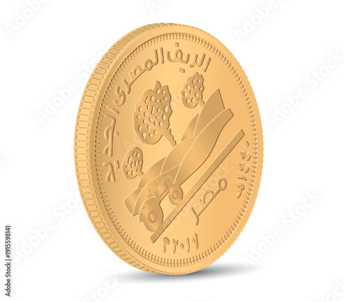 Obverse of the 50 piastres 2019 New Egyptian Village, Egypt, in 3D render. 3d vector illustration.