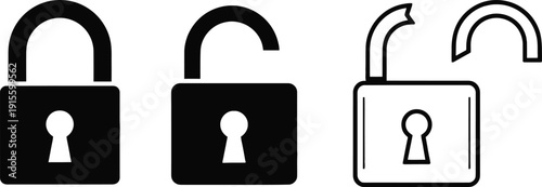 Three padlocks in different states of security