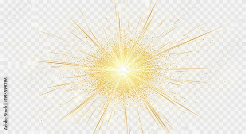 Golden light explosion with dynamic rays and sparks