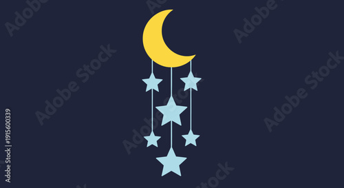 Crescent Moon and Stars Mobile Hanging.