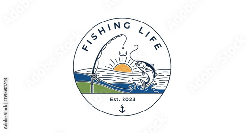 Fishing Life Logo Design Element.