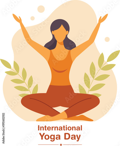 International yoga day illustration with woman in yoga pose