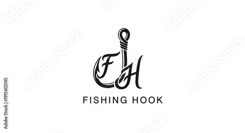 Fishing Hook Logo Design Element.