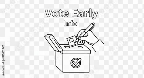 Hand placing ballot in box with "Vote Early Info" text above