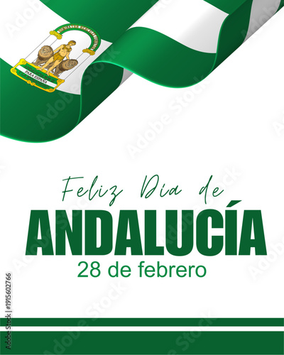 Obraz na płótnie Happy Andalusian Day Spain Green Flag Background